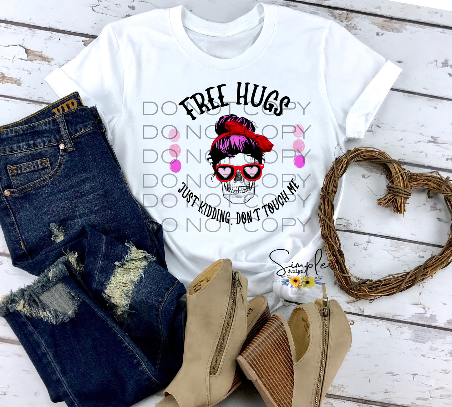 Free Hugs Skull Sublimation Heat Transfer Sheet