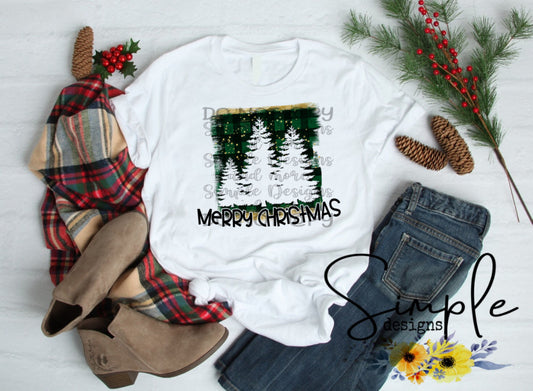 Merry Christmas Green Plaid Trees Sublimation Heat Transfer Sheet