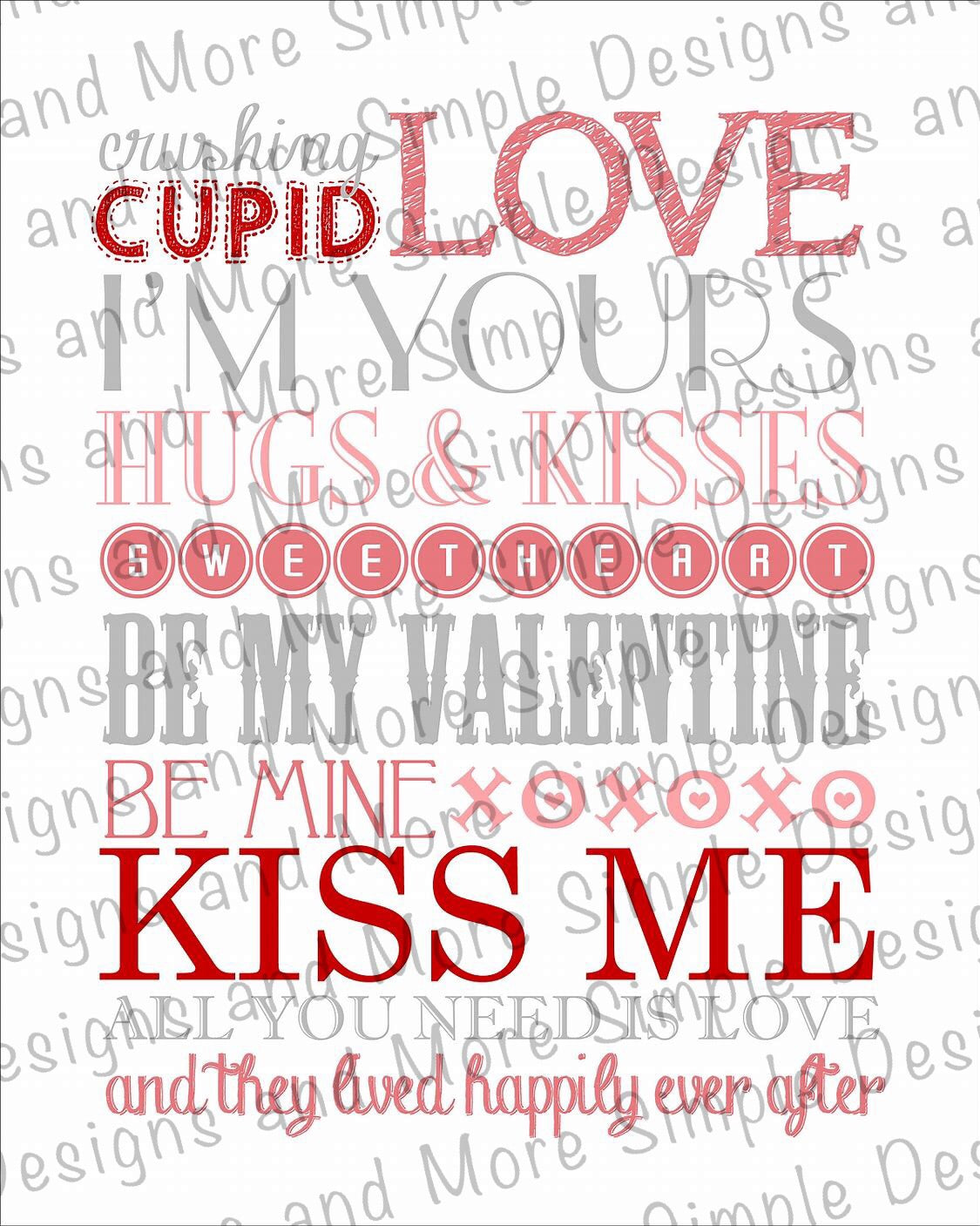 Cupid Words of Love, Heart, Valentine’s Day Sublimation Heat Transfer Sheets