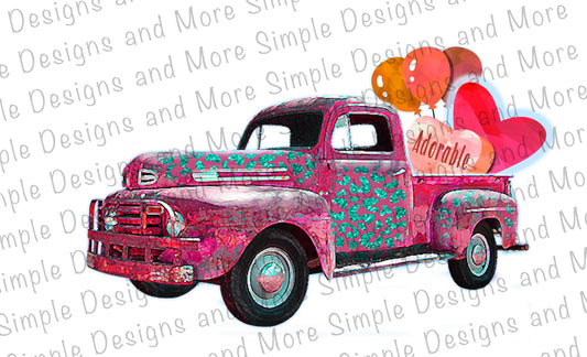 Pink Adorable Truck Valentine’s Day Sublimation Heat Transfer Sheets