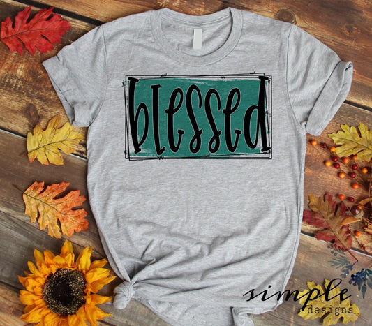 Teal Blessed Sublimation Heat Transfer Sheet