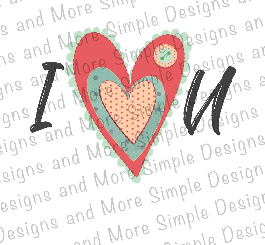 I Heart You Valentine, Heart, Valentine’s Day Sublimation Heat Transfer Sheets