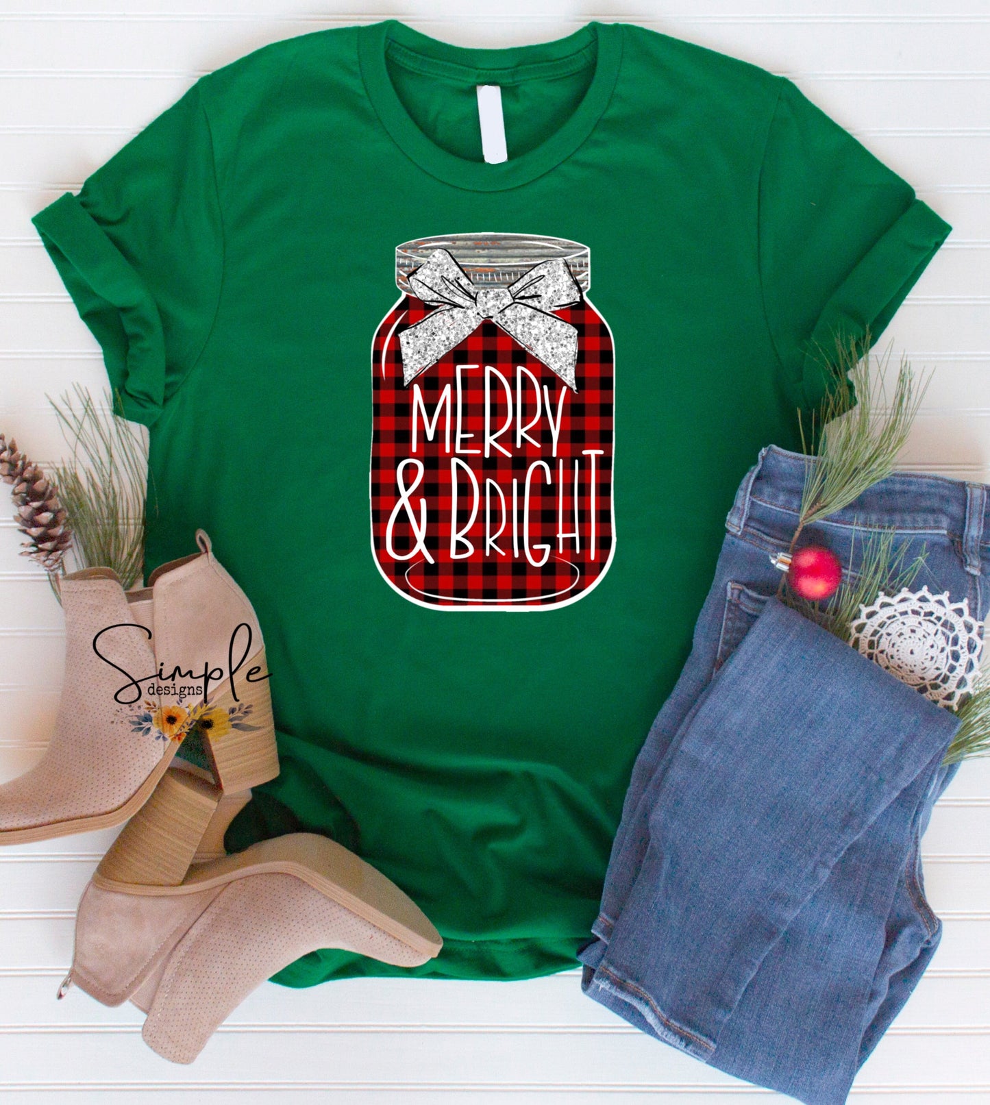 Mason Jar Merry and Bright Sublimation Heat Transfer Sheet