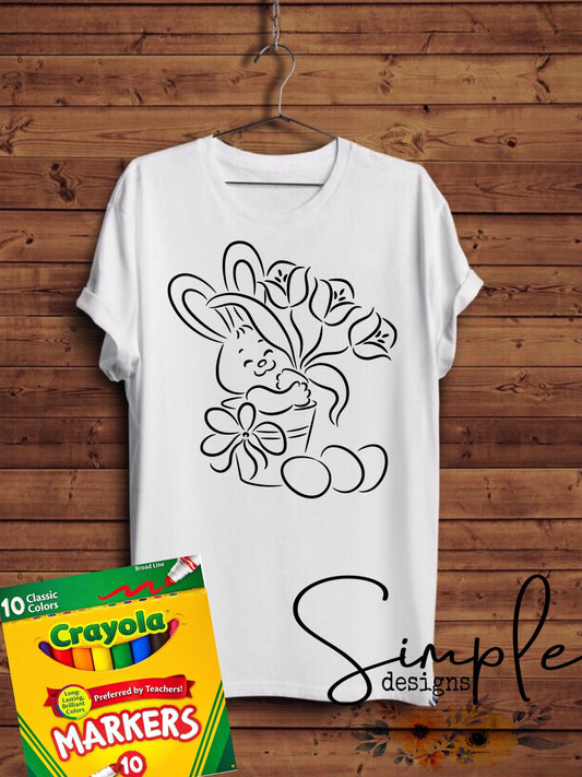 Easter Bunny with Tulips color It Sublimation Heat Transfer Sheet