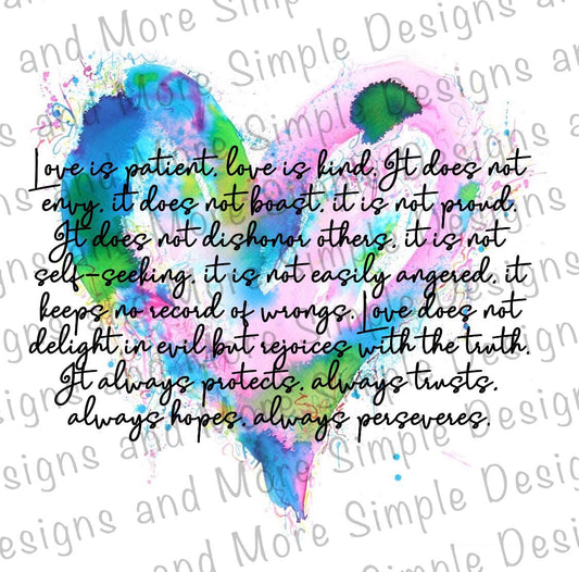 Love is Patient, Valentine’s Day Sublimation Heat Transfer Sheets