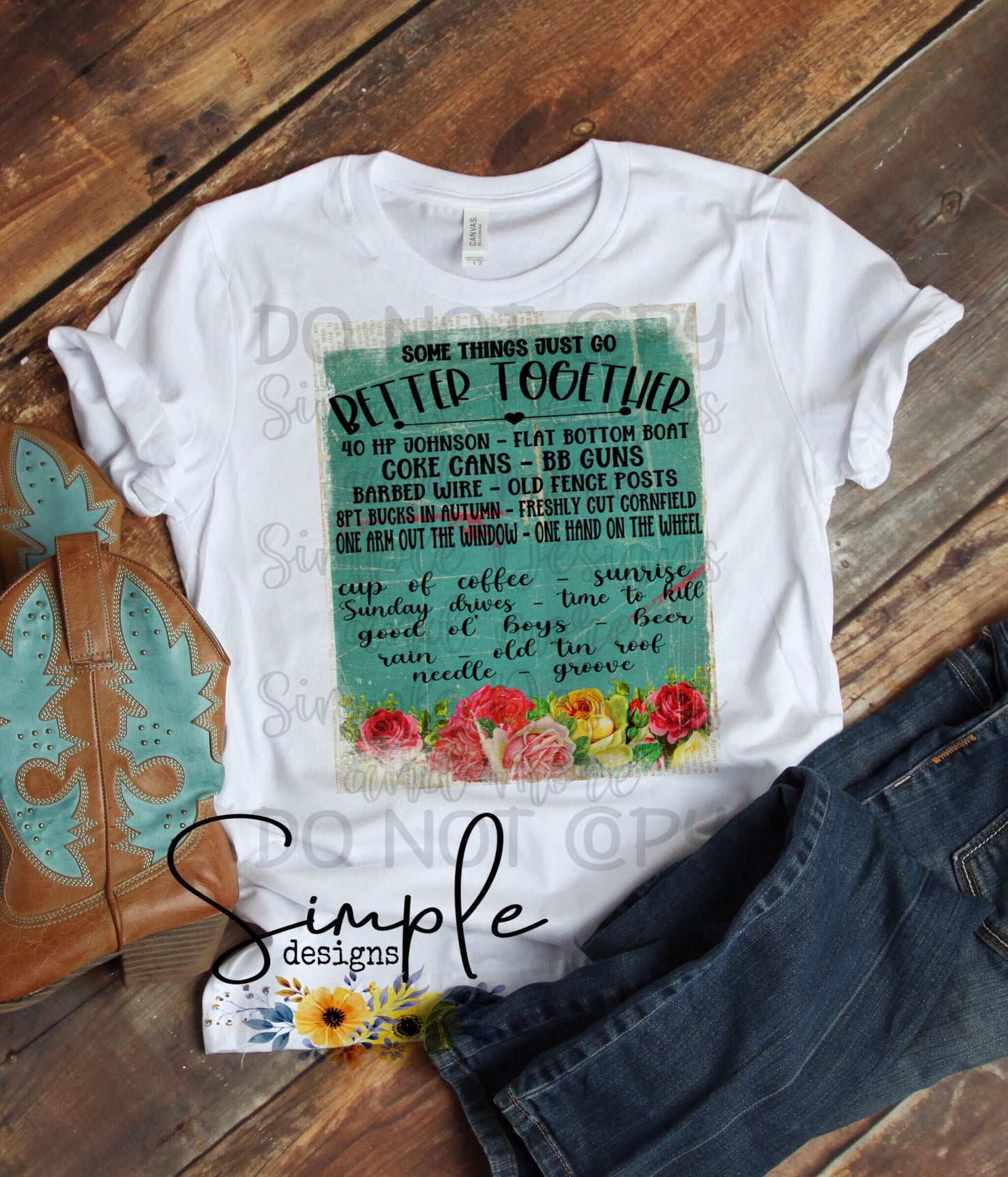 Some Things Just Go Better Together Luke Combs Floral Sublimation Heat Transfer Sheets