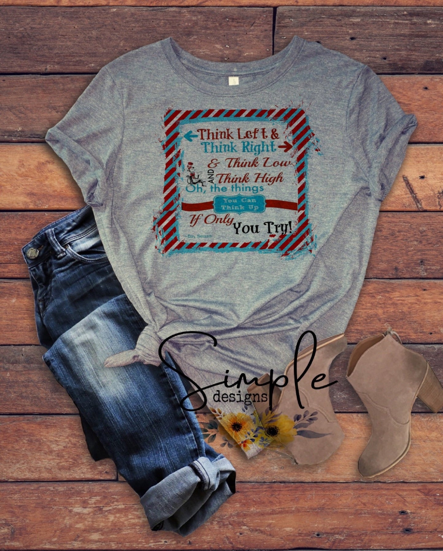 Think Left Think Right Dr Seuss Sublimation Heat Transfer Sheet