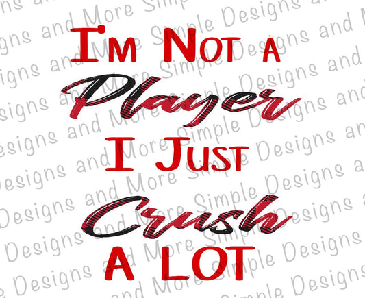 I’m Not a Player I Just Crush A Lot, Valentine, Heart, Valentine’s Day Sublimation Heat Transfer Sheets
