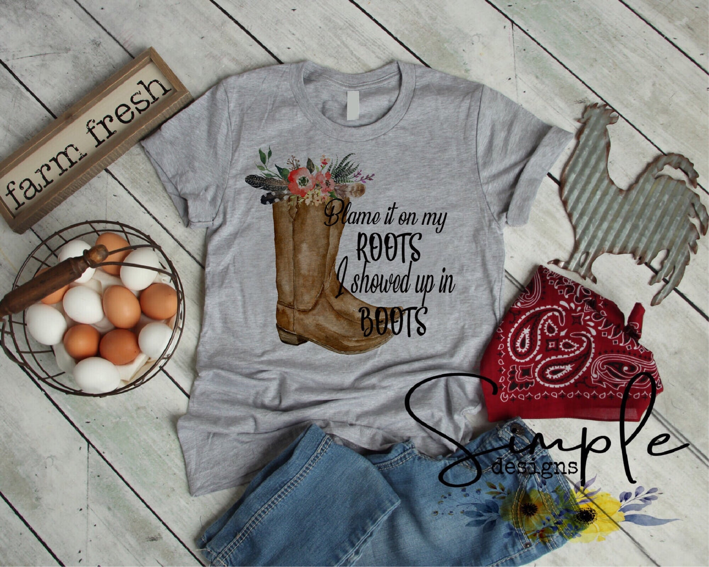 Blame It All on My Roots I Showed Up In Boots Sublimation Heat Transfer Sheet