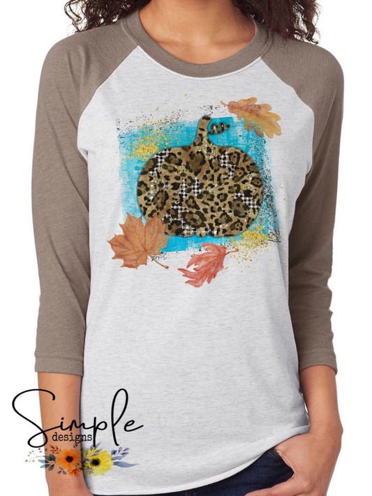 Leopard Pumpkin With Falling Leaves Sublimation Heat Transfer Sheet