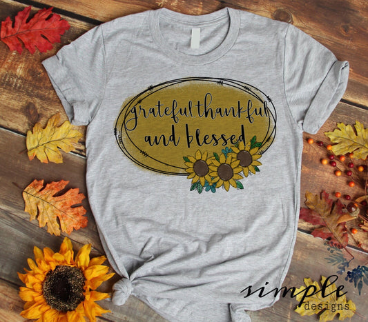 Grateful Thankful and Blessed Sunflowers Sublimation Heat Transfer Sheet