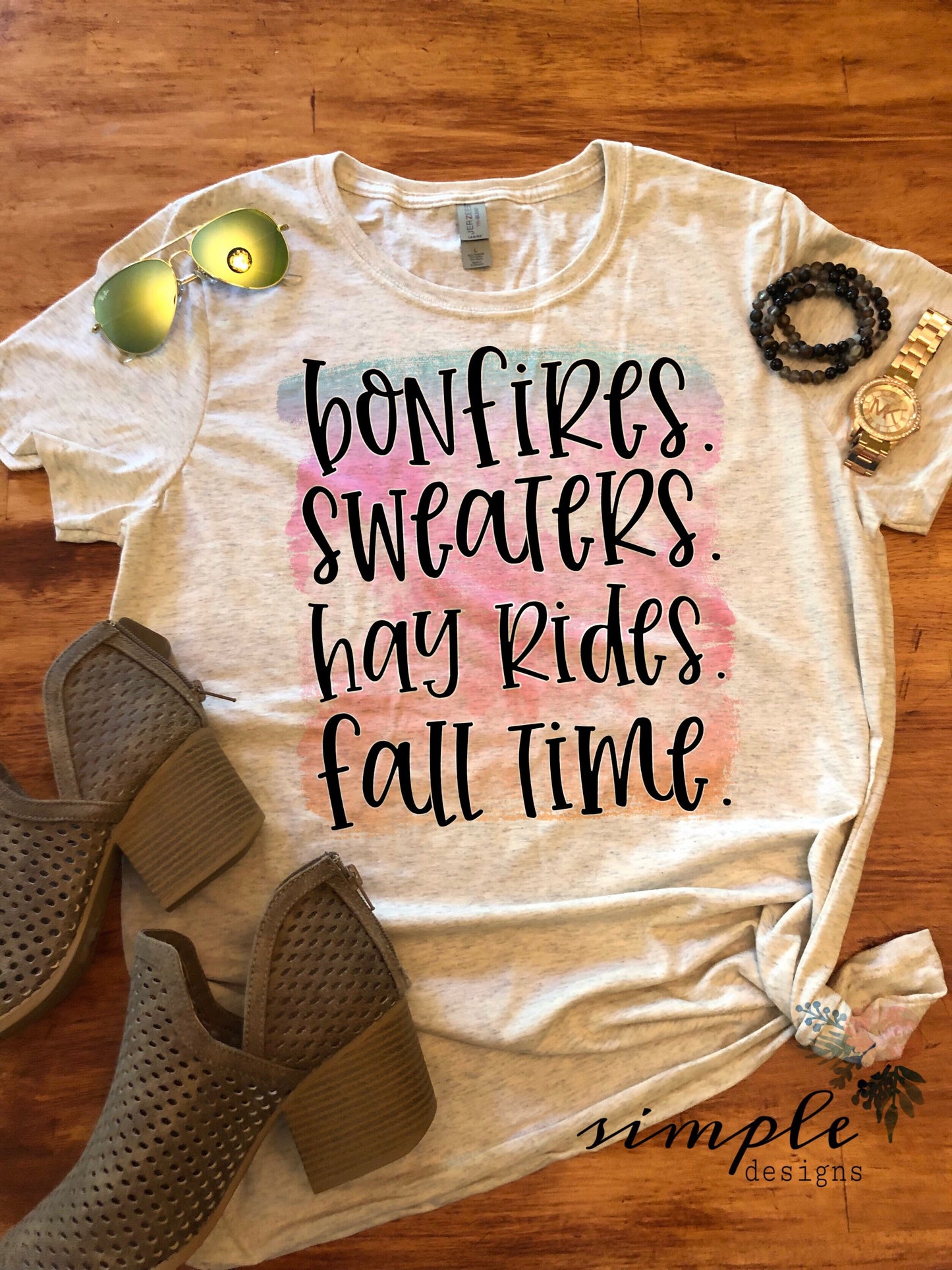 Bonfires Sweaters Hay Rides Fall Time Pastel Stripes Sublimation Heat Transfer Sheet