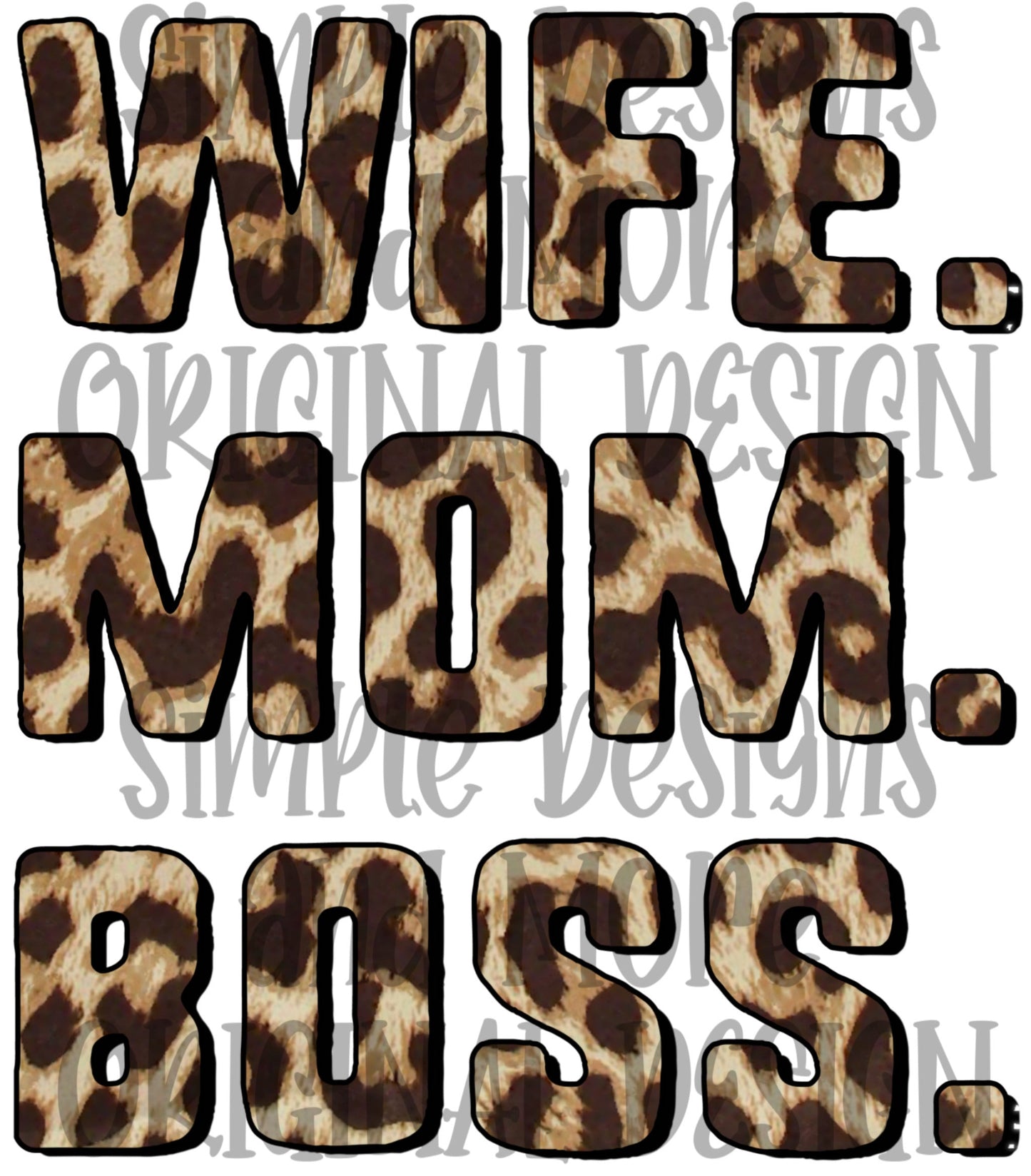 Wife Mom Boss Leopard Print Stickers