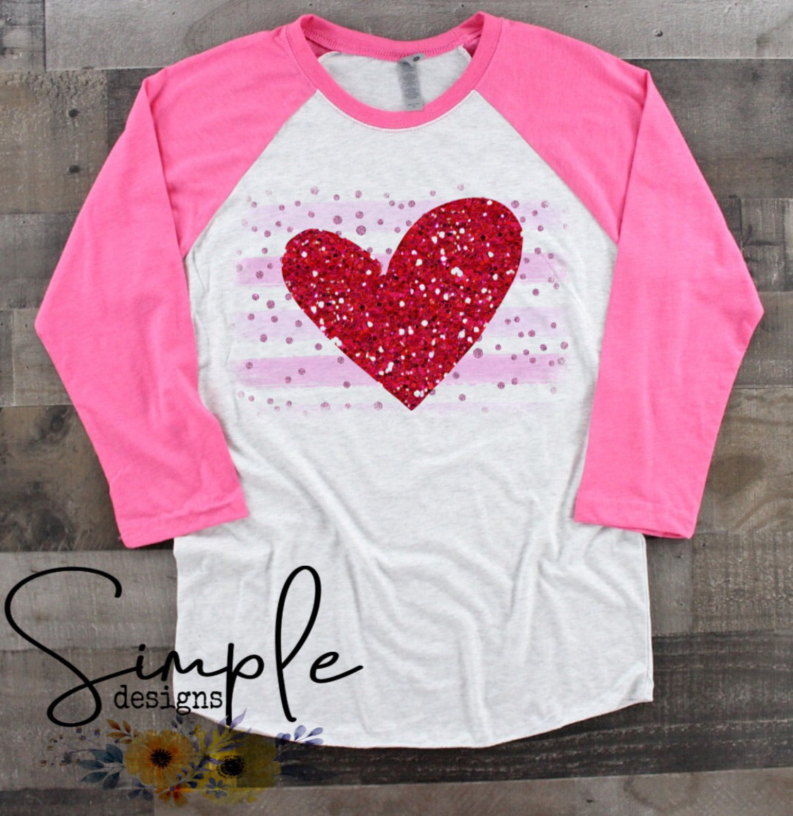 Heart With Pink Stripes Sublimation Heat Transfer Sheet