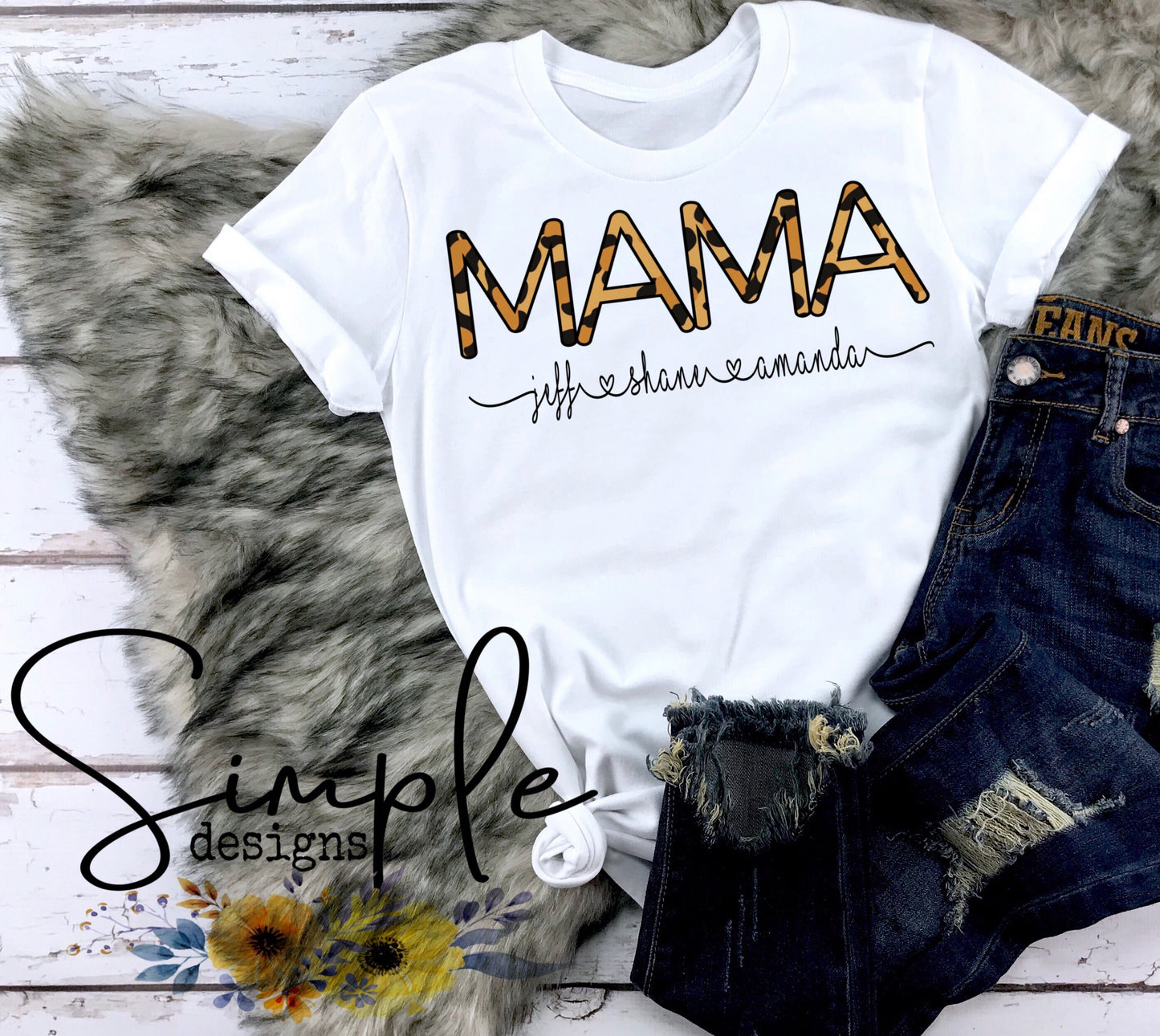 Leopard Mama With Custom Names Sublimation Heat Transfer Sheets