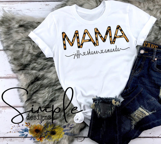 Leopard Mama With Custom Names Sublimation Heat Transfer Sheets