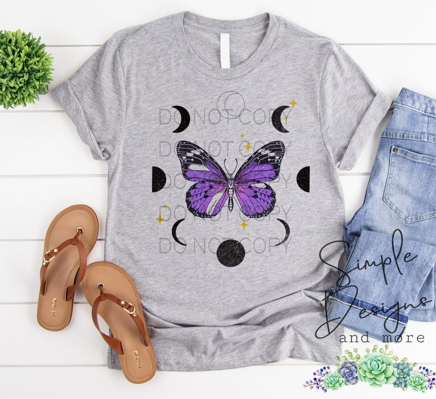 Purple Butterfly and Moon Phases Sublimation Heat Transfer Sheets