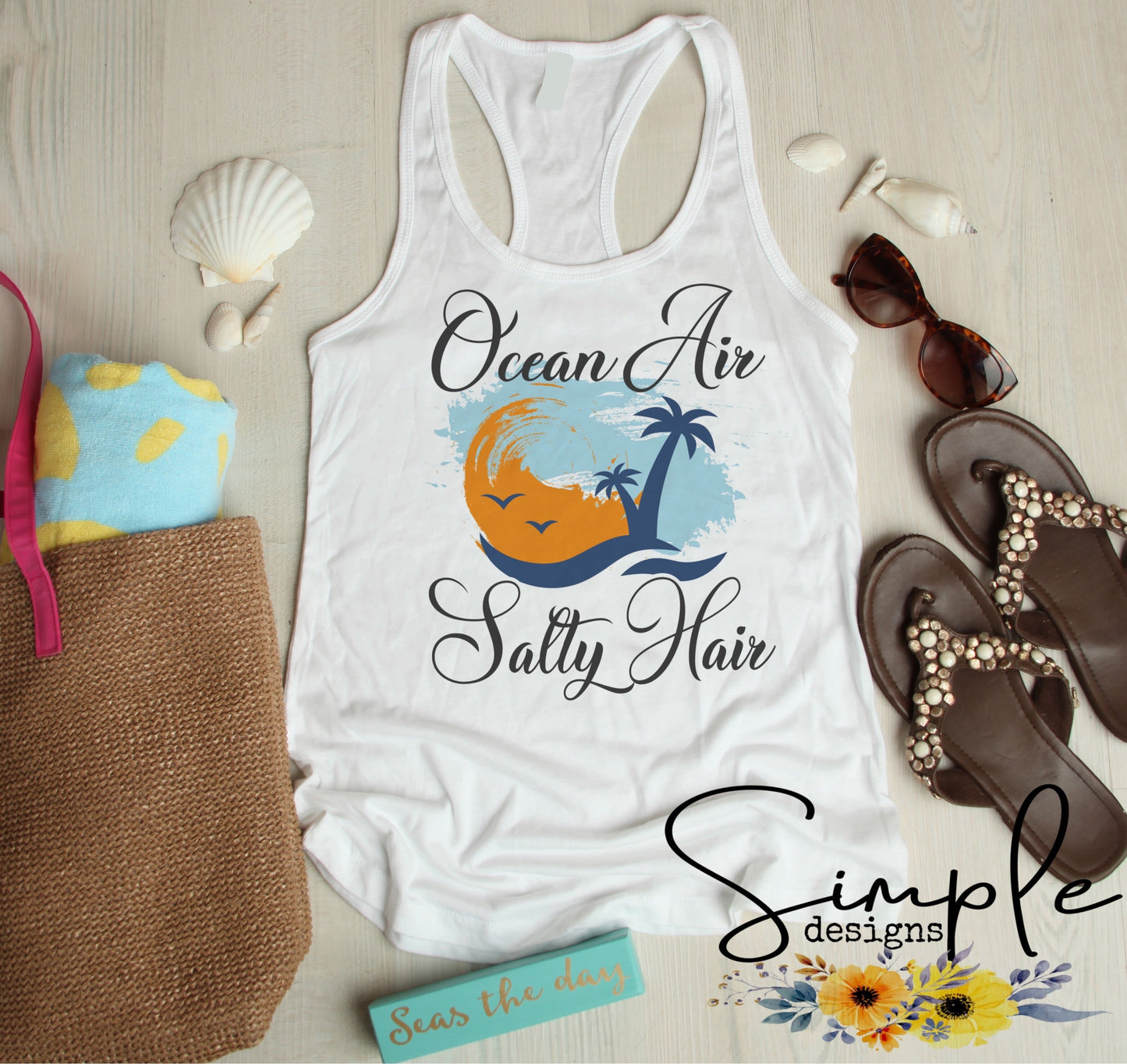 Ocean Air Salty Hair Beach Sublimation Heat Transfer Sheet