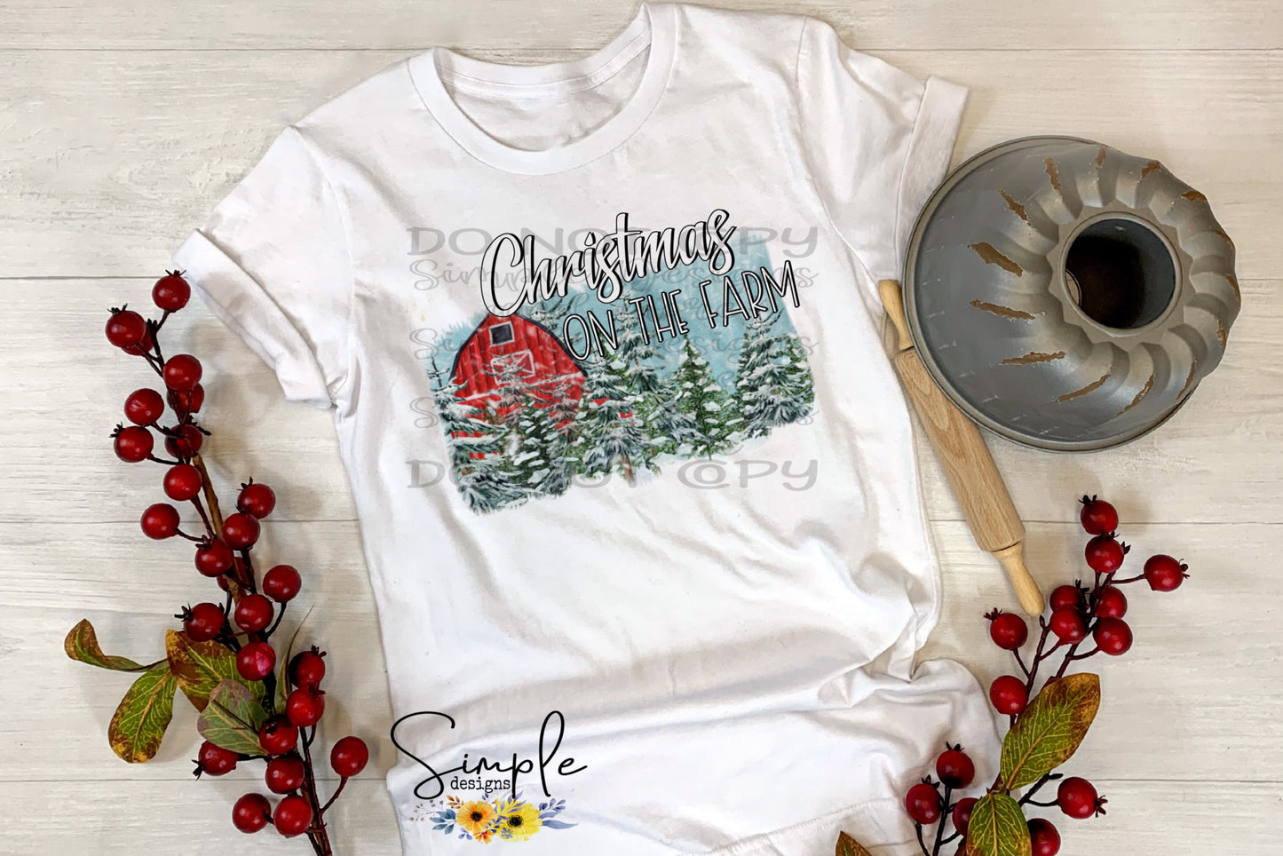 Christmas on the Farm Sublimation Heat Transfer Sheet