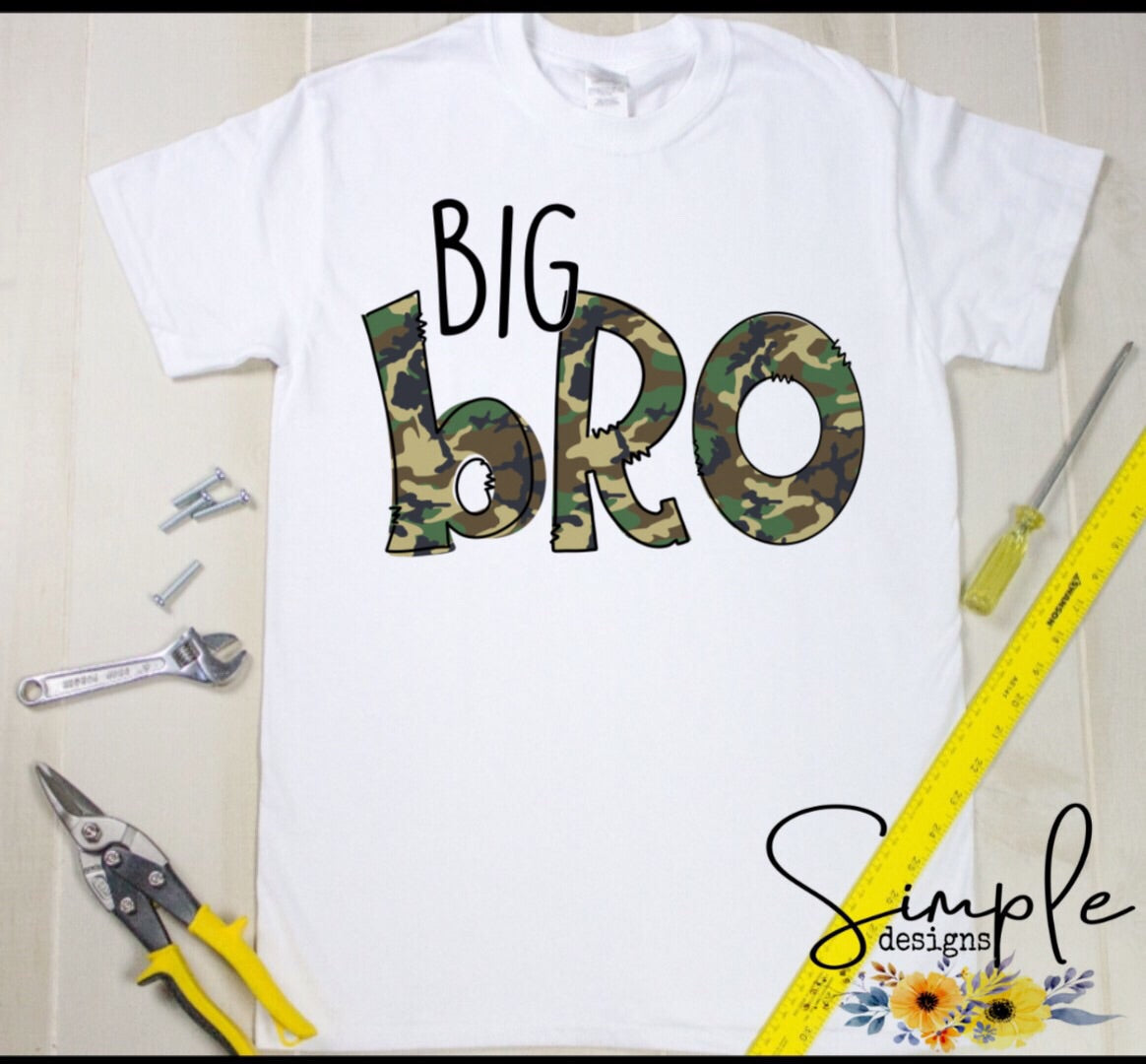 Brother, Bro, Middle Bro, Oldest Brother, Big Bro CAMO Sublimation Heat Transfer Sheets
