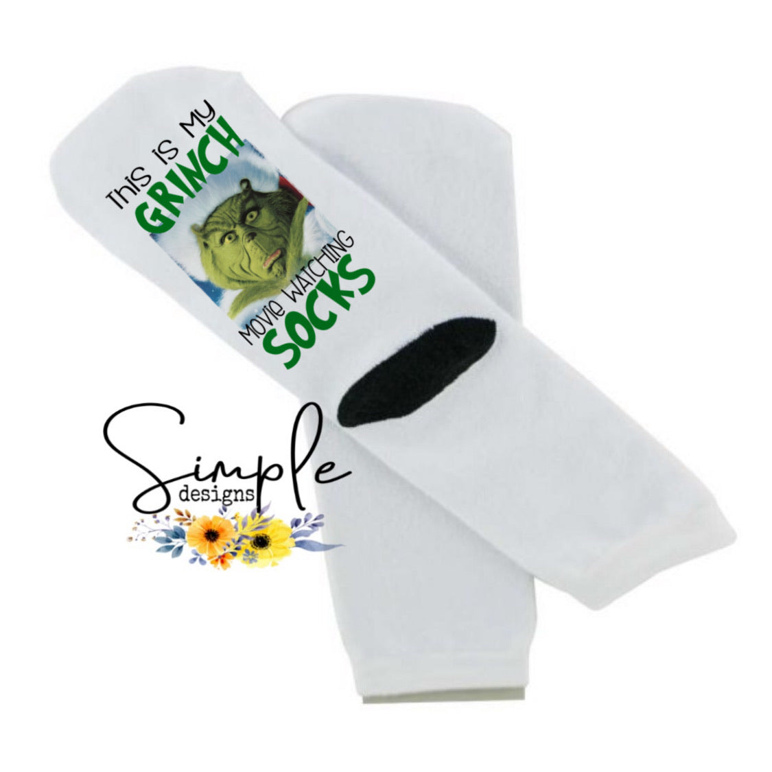 Grinch Movie Watching socks Christmas Sublimation Heat Transfer Sheet