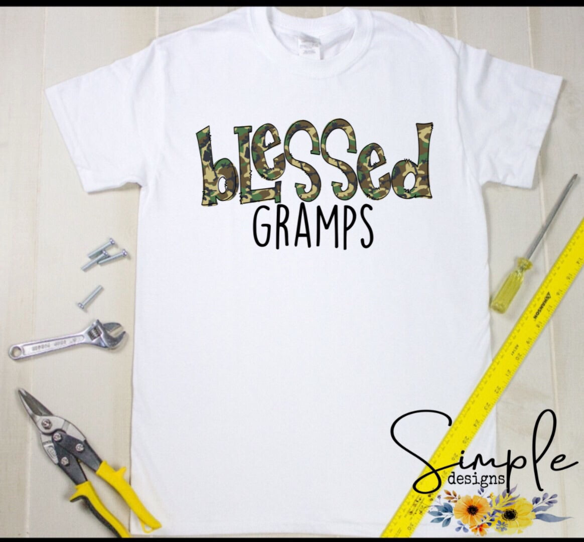 Blessed Gramps, Grandpa, Dad, CAMO Sublimation Heat Transfer Sheets