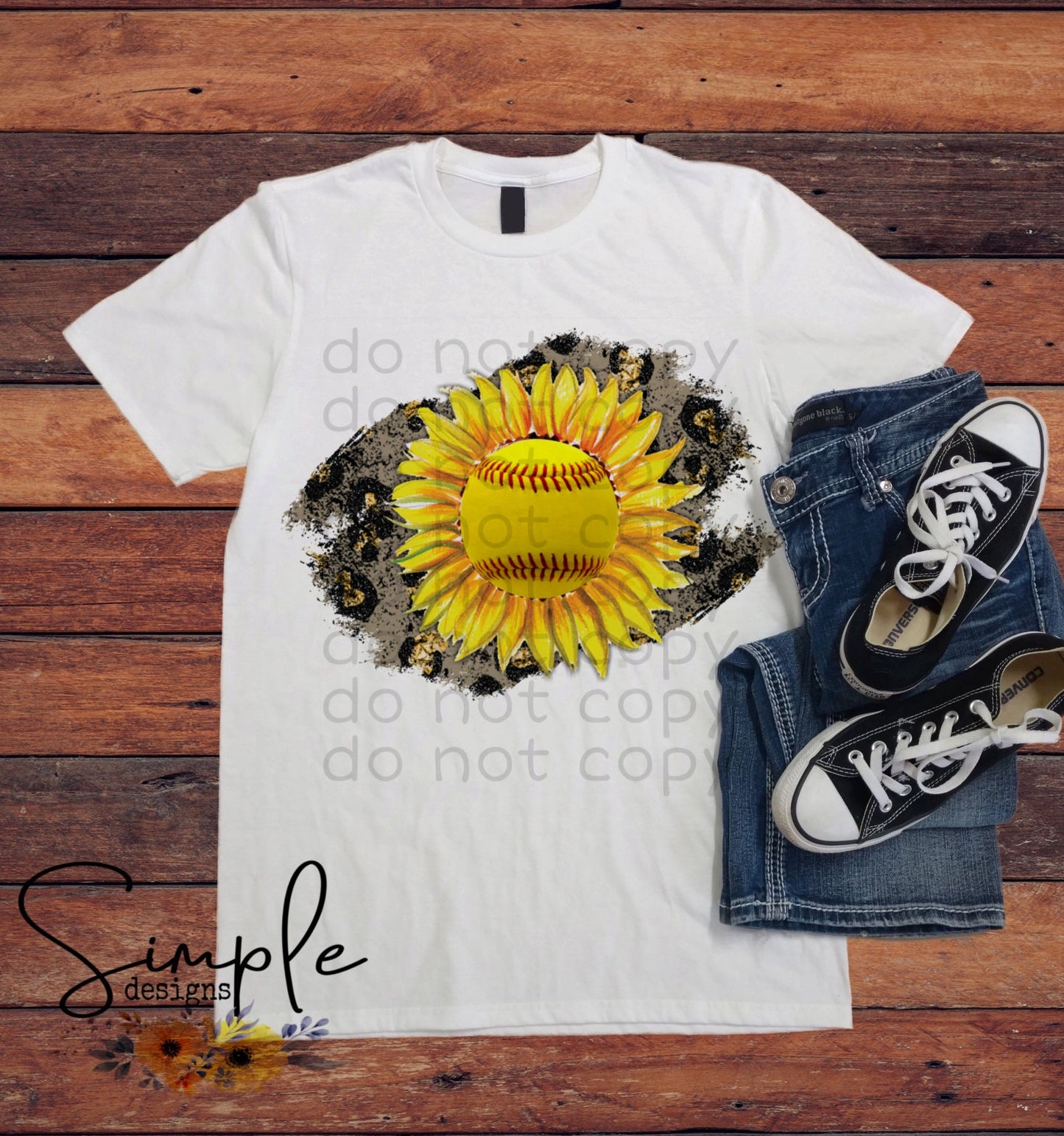 Softball Sunflower Sublimation Heat Transfer Sheet