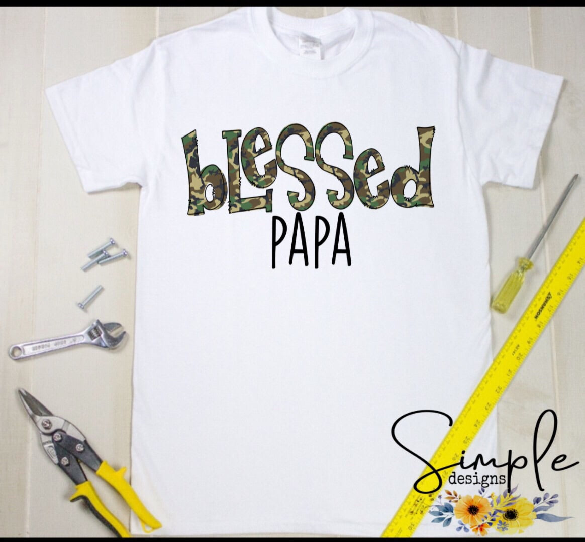Blessed Gramps, Grandpa, Dad, CAMO Sublimation Heat Transfer Sheets