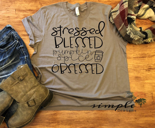 Stressed Blessed Pumpkin Spice Obsessed Sublimation Heat Transfer Sheet