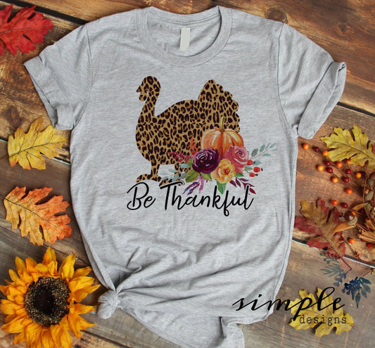 Be Thankful Leopard Turkey Sublimation Heat Transfer Sheet