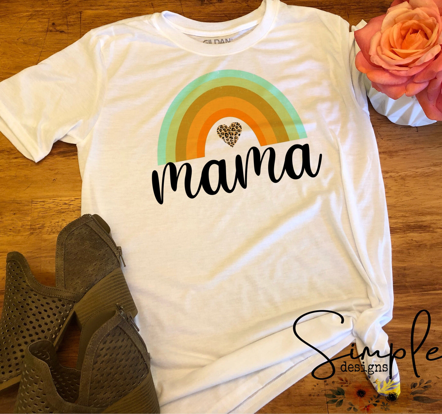 Mama Leopard Heart Rainbow Sublimation Heat Transfer Sheet