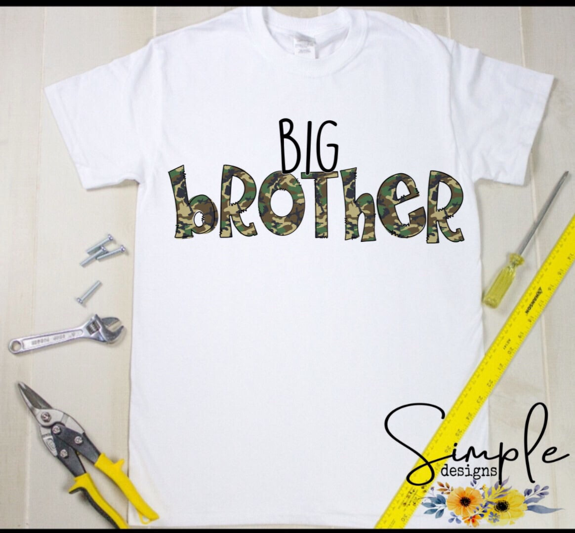 Brother, Bro, Middle Bro, Oldest Brother, Big Bro CAMO Sublimation Heat Transfer Sheets