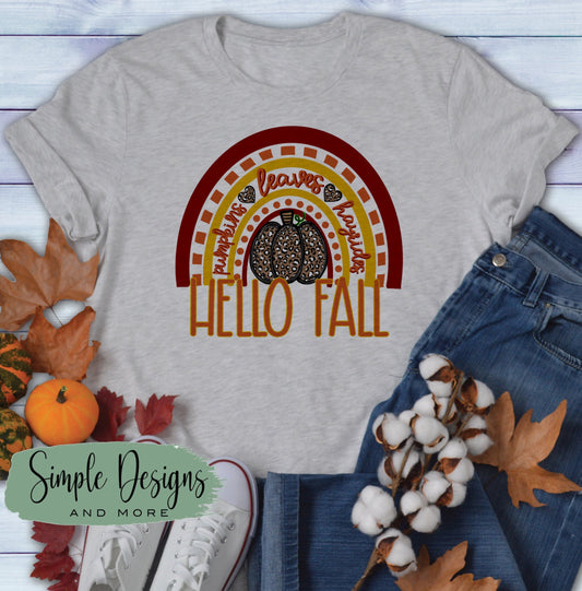 Hello Fall Burgundy Rainbow Sublimation Heat Transfer Sheets