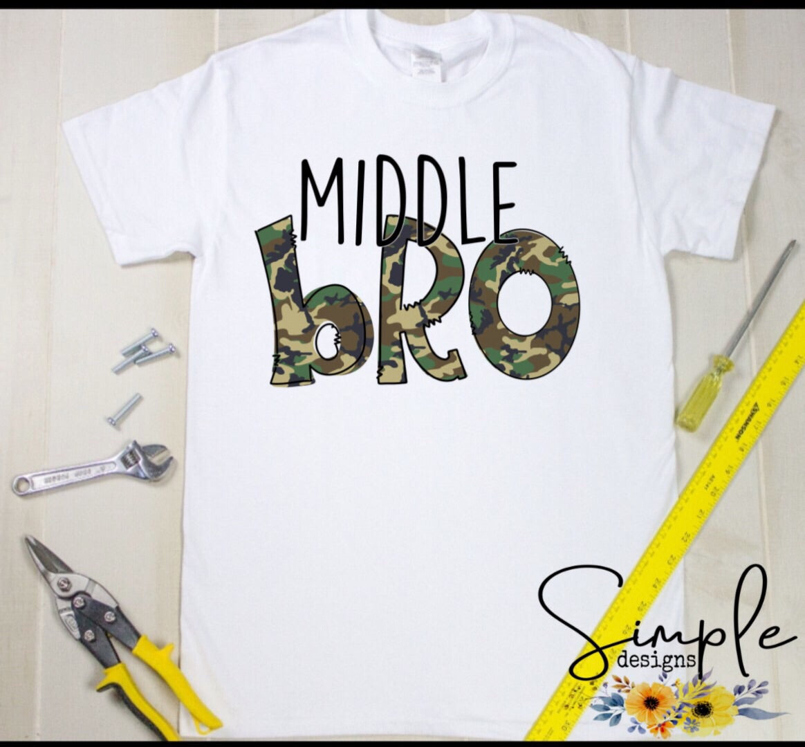 Brother, Bro, Middle Bro, Oldest Brother, Big Bro CAMO Sublimation Heat Transfer Sheets