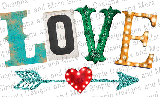LOVE Arrow Valentine’s Day Sublimation Heat Transfer Sheets