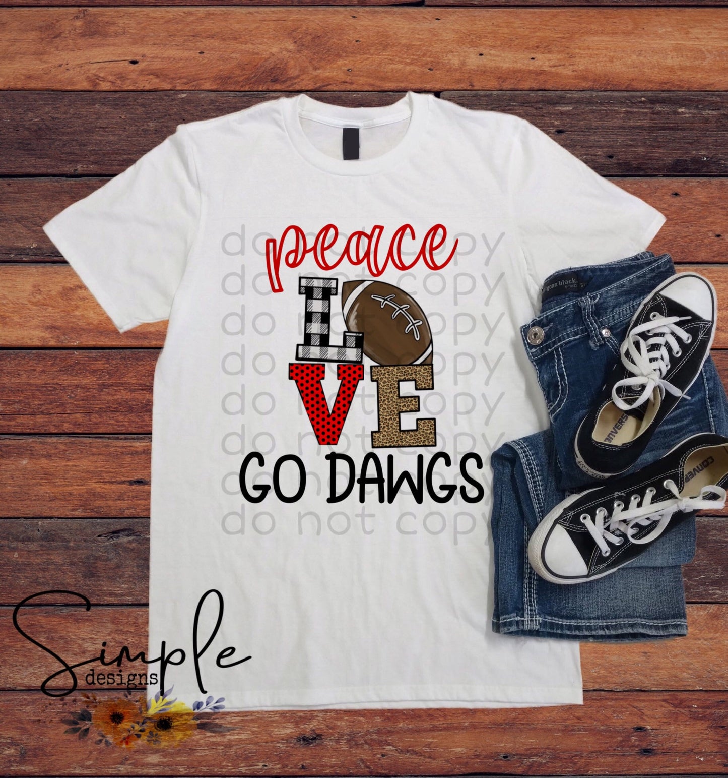 Peace Love Go Dawgs GA Bulldogs, Go Dawgs Sublimation Heat Transfer Sheets