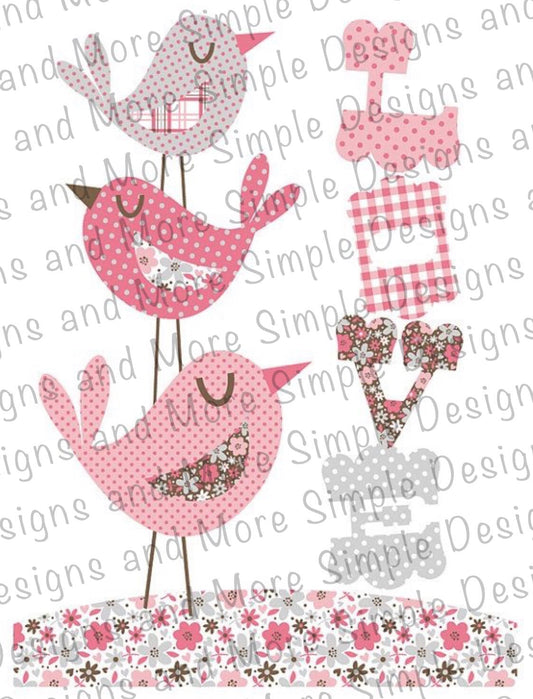 Pastel Love Birds, Heart, Valentine’s Day Sublimation Heat Transfer Sheets