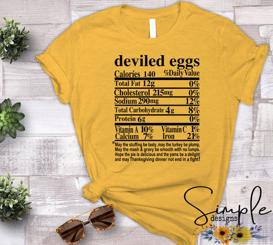 Deviled Eggs Thanksgiving Nutrition Facts Sublimation Heat Transfer Sheet