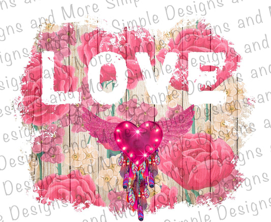 Love Rose Heart Valentine’s Day Sublimation Heat Transfer Sheets