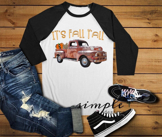 It's Fall Yall Red Truck Sublimation Heat Transfer Sheet