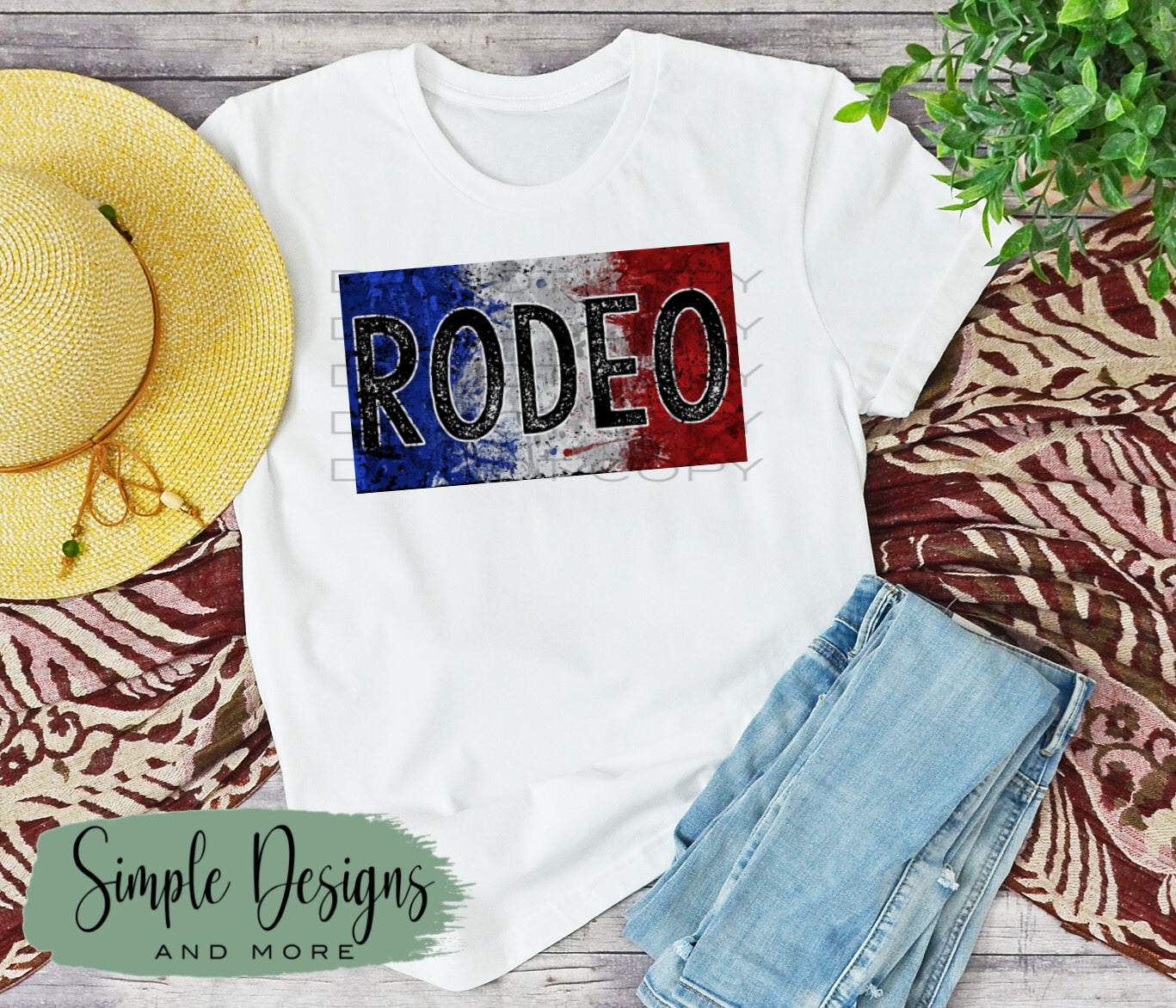 Red White and Blue Rodeo Sublimation Heat Transfer Sheet