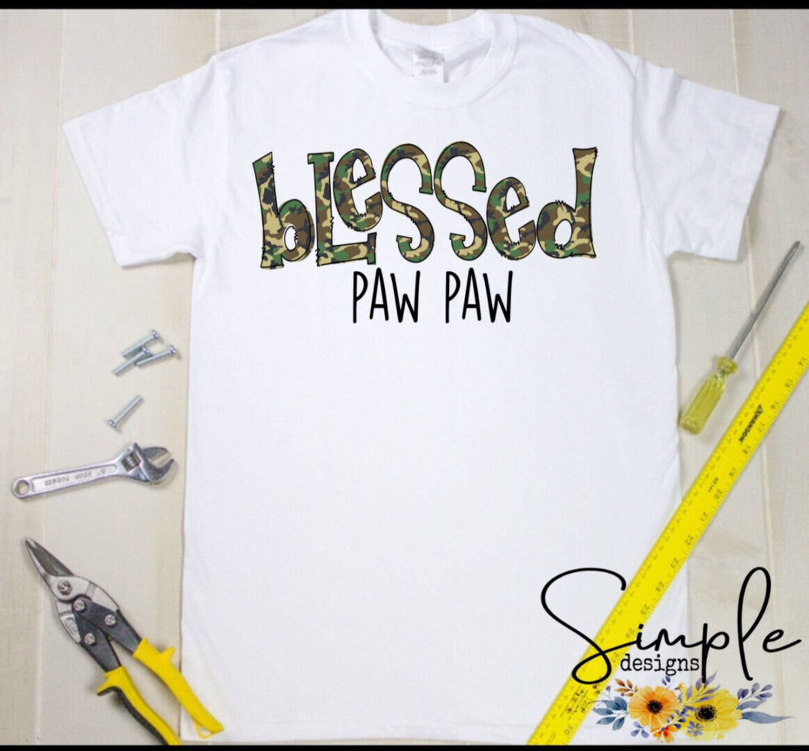Blessed Gramps, Grandpa, Dad, CAMO Sublimation Heat Transfer Sheets
