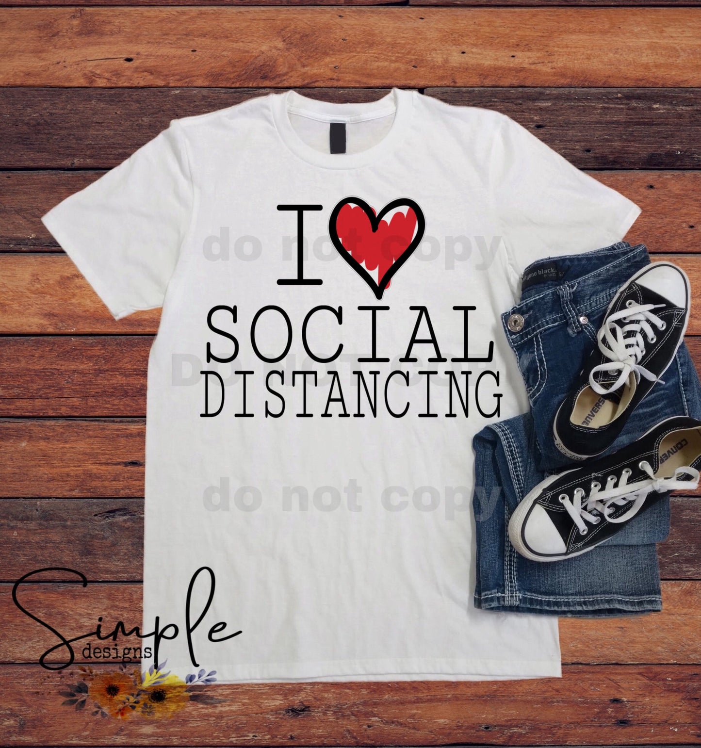 I Love Social Distancing Corona Virus Sublimation Heat Transfer Sheets