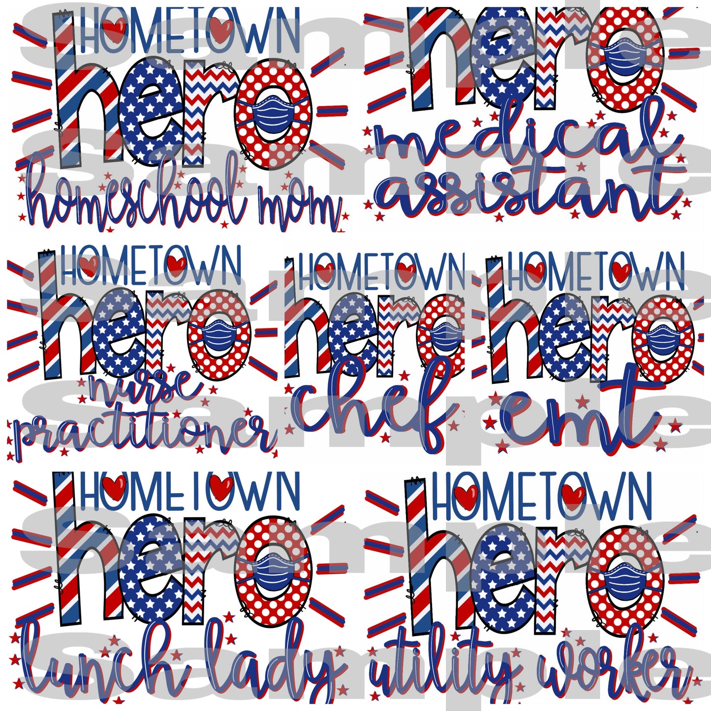 Custom State Hometown Hero Essential Employee Sublimation Heat Transfer Sheet