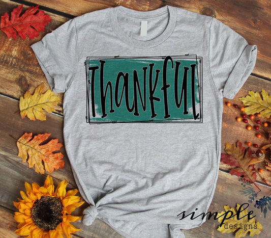 Teal Thankful Sublimation Heat Transfer Sheet