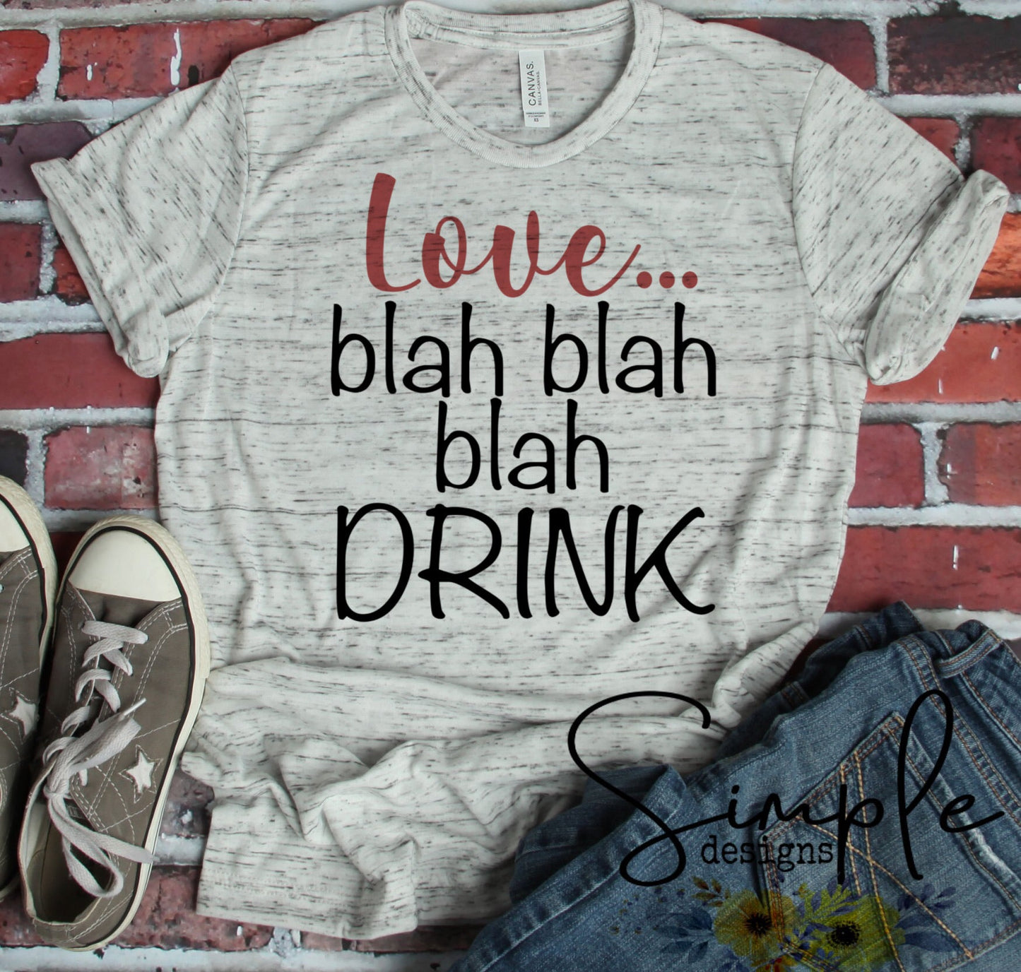 Love Love Blah Drink Valentines Sublimation Heat Transfer Sheets