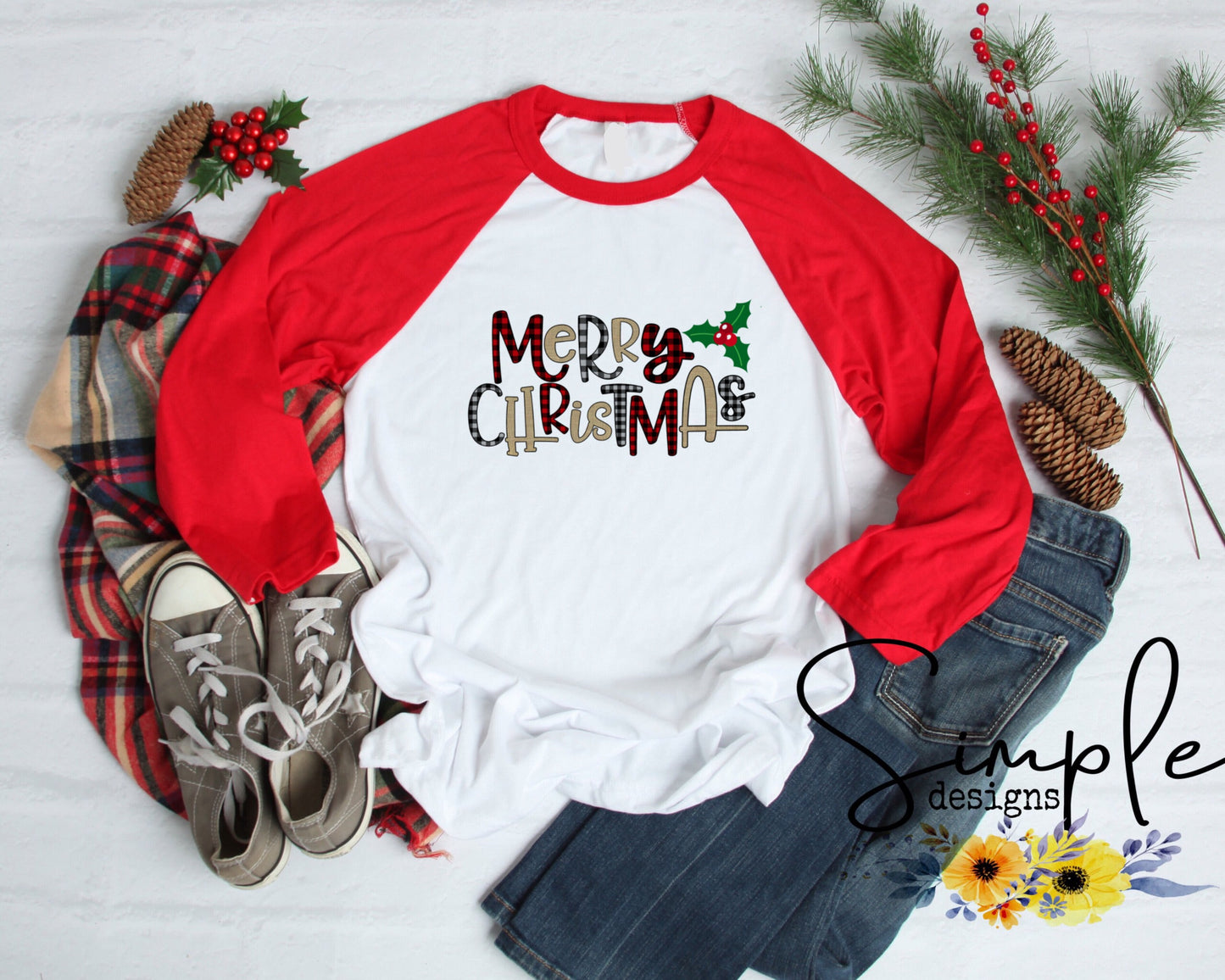 Merry Christmas Holly Accent Sublimation Heat Transfer Sheet