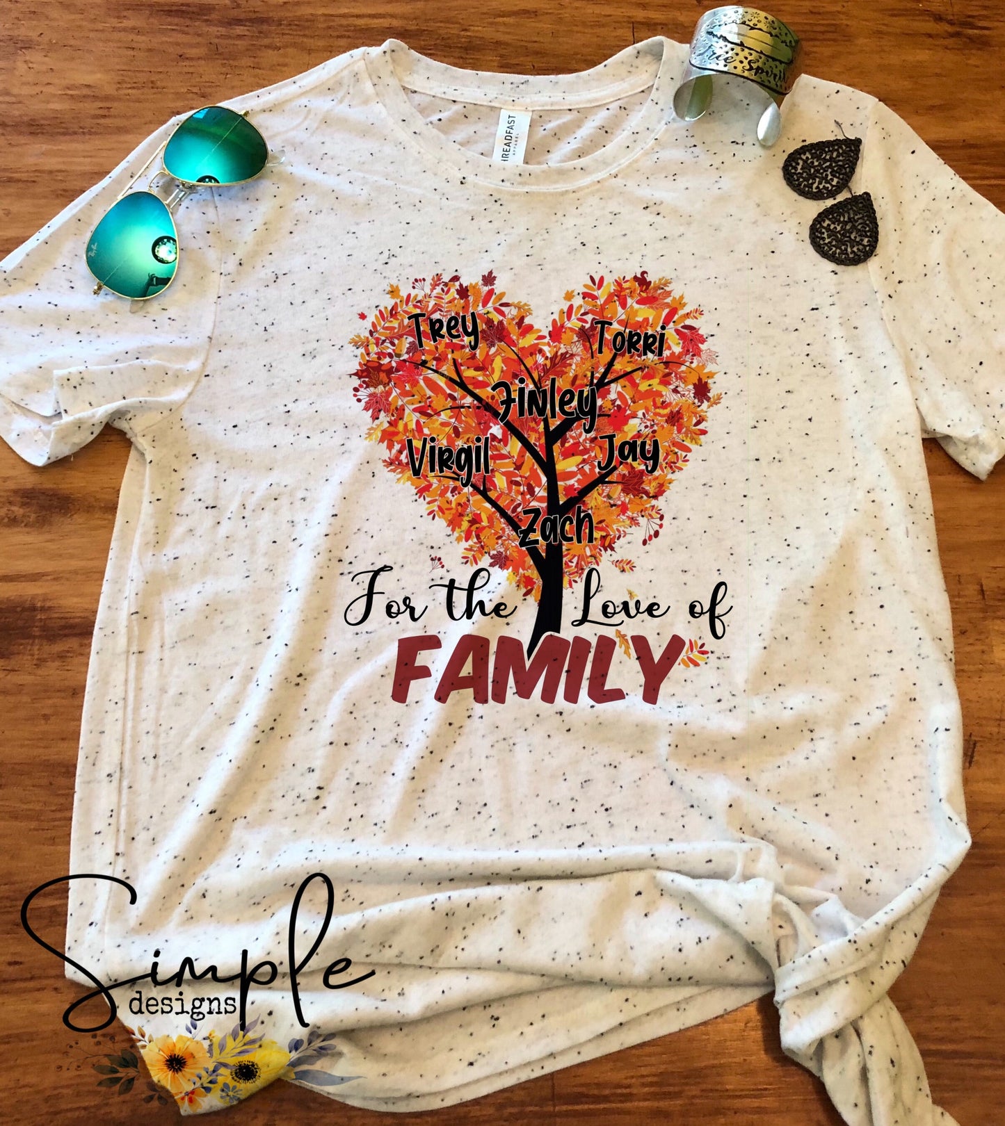 Custom For the Love of Family Heart Tree Sublimation Heat Transfer Sheets