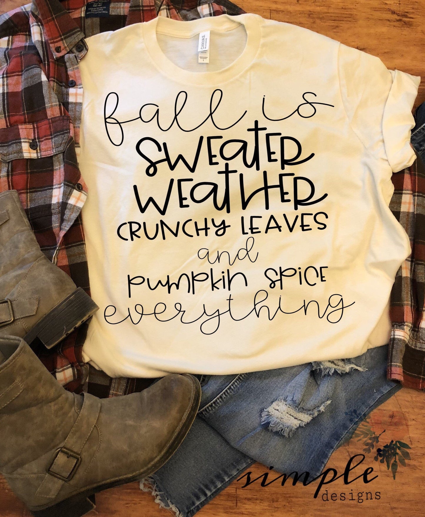 Fall is Sweater Weather Crunchy Leaves and Pumpkin Spice Everything Lettering Sublimation Heat Transfer Sheet