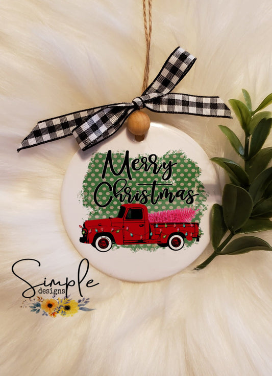 Merry Christmas Red Truck Sublimation Heat Transfer Sheet